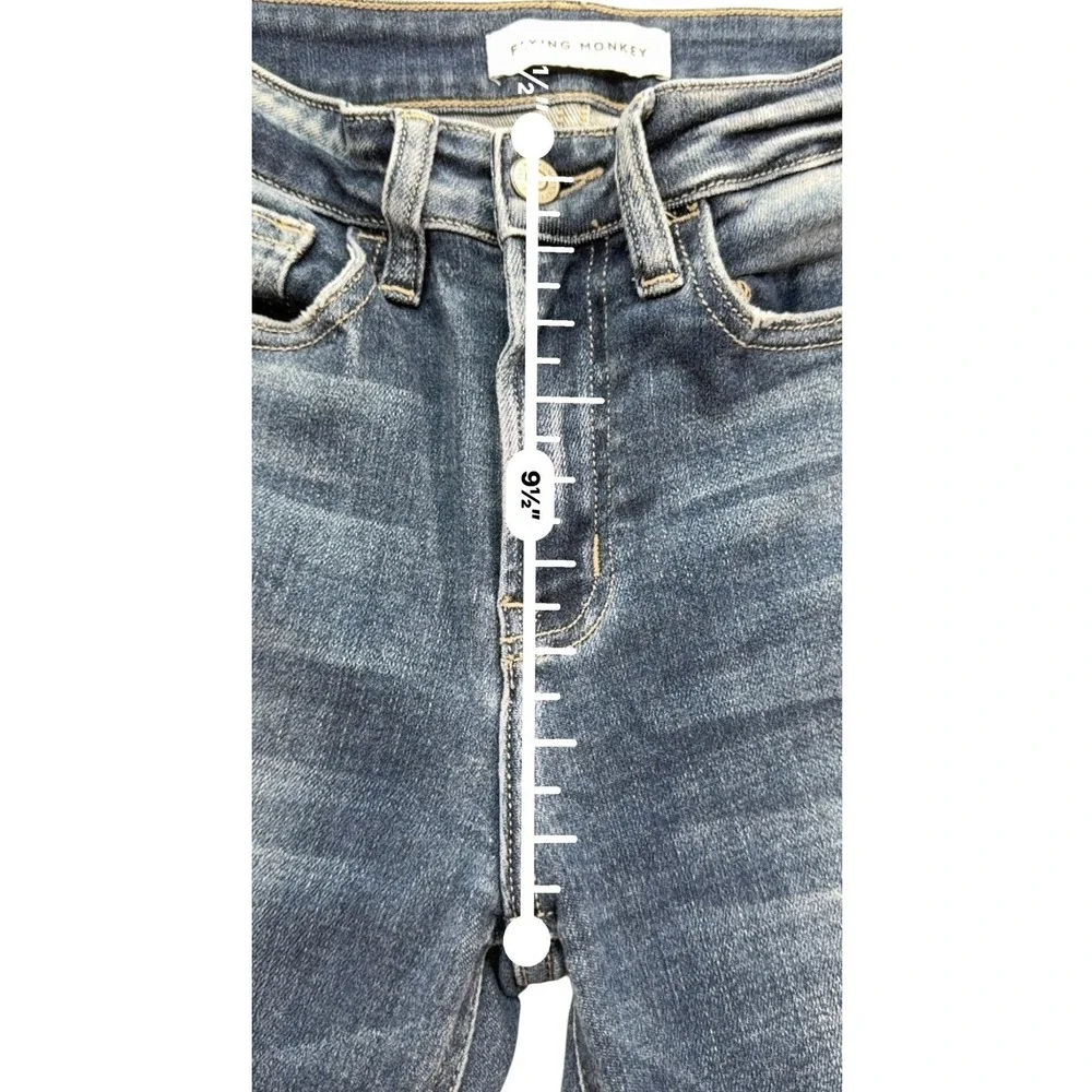 Flying Monkey Womens Skinny Jeans 25 Medium Wash Distressed Denim Frayed Hem